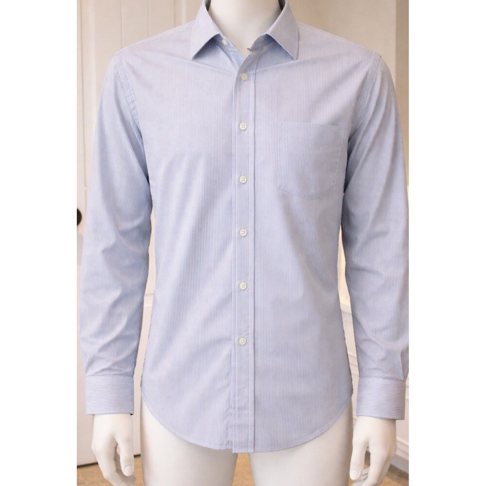 J.Crew Dress Shirt Mens Large White‎ Striped Gray Classic Fit
